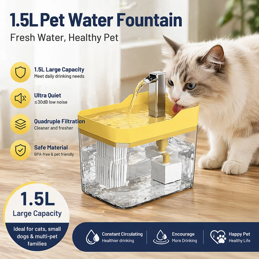Cat Water Fountain With Auto Filter Transparent Anti-Dry Burning Recirculating Dispenser Includes Pump For Cats Cat Water Fountain With Auto Filter Transparent Anti-Dry Burning Recirculating Dispenser Includes Pump For Cats