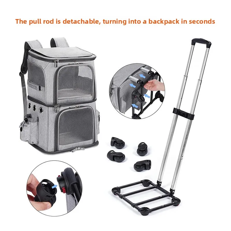 2-In-1 Rolling Pet Carrier Double Compartment Foldable Cat Stroller Large Breathable Travel Carrier For 2 Cats, Airline Approved 2-In-1 Rolling Pet Carrier Double Compartment Foldable Cat Stroller Large Breathable Travel Carrier For 2 Cats, Airline Approved - Image 39