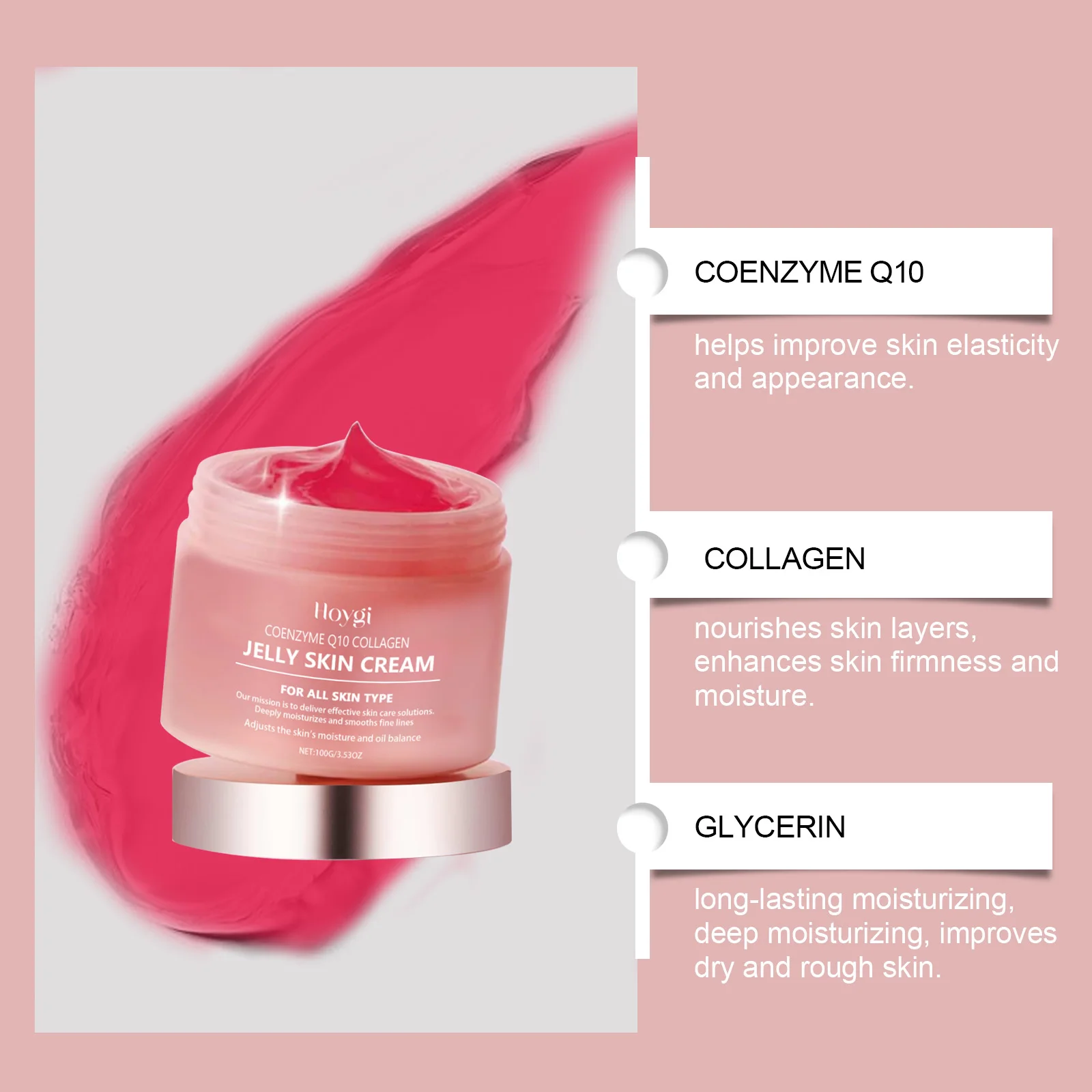 Kollagen-Gelee-Creme, Tief Feuchtigkeitsspendend, Glatte Hautstraffung, Verblasst Feine Linien, Beruhigende, Aufhellende, Feuchtigkeitsspendende Gesichtsgel-Creme Kollagen-Gelee-Creme, Tief Feuchtigkeitsspendend, Glatte Hautstraffung, Verblasst Feine Linien, Beruhigende, Aufhellende, Feuchtigkeitsspendende Gesichtsgel-Creme - Image 4