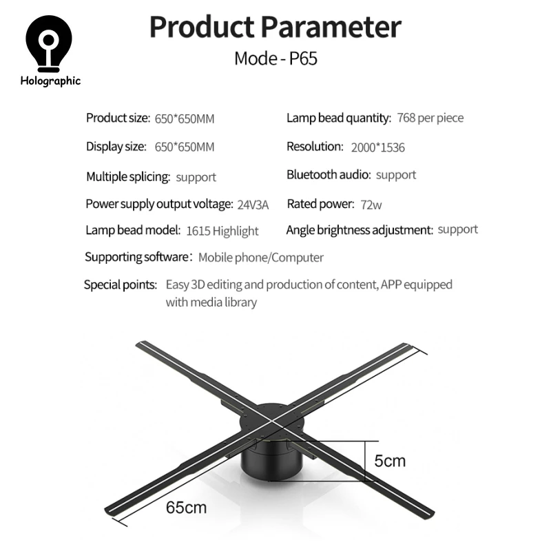65 Cm 3D-Hologramm-Projektor Mit Wlan – Led-Werbedisplay Für Geschäft, Shop, Bar &Amp; Digitale 3D-Werbung 65 Cm 3D-Hologramm-Projektor Mit Wlan – Led-Werbedisplay Für Geschäft, Shop, Bar &Amp; Digitale 3D-Werbung - Image 6