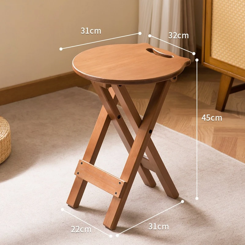 Retro Style Bamboo Folding Stool, Household Foldable Round Stool, Foldable High Stool, Bar Stool, Restaurant Dining Stool Retro Style Bamboo Folding Stool, Household Foldable Round Stool, Foldable High Stool, Bar Stool, Restaurant Dining Stool - Image 7