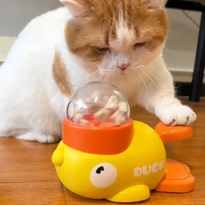 Cat toy feeder self-help pet snacks freeze-dried little yellow duck rotating launcher cat dog dog missed food toys
