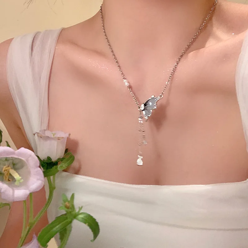 Hochwertige Schmetterlings-Perlenkette Für Damen, Schlüsselbeinkette, Trendiges Schmuck-Accessoire Hochwertige Schmetterlings-Perlenkette Für Damen, Schlüsselbeinkette, Trendiges Schmuck-Accessoire - Image 9