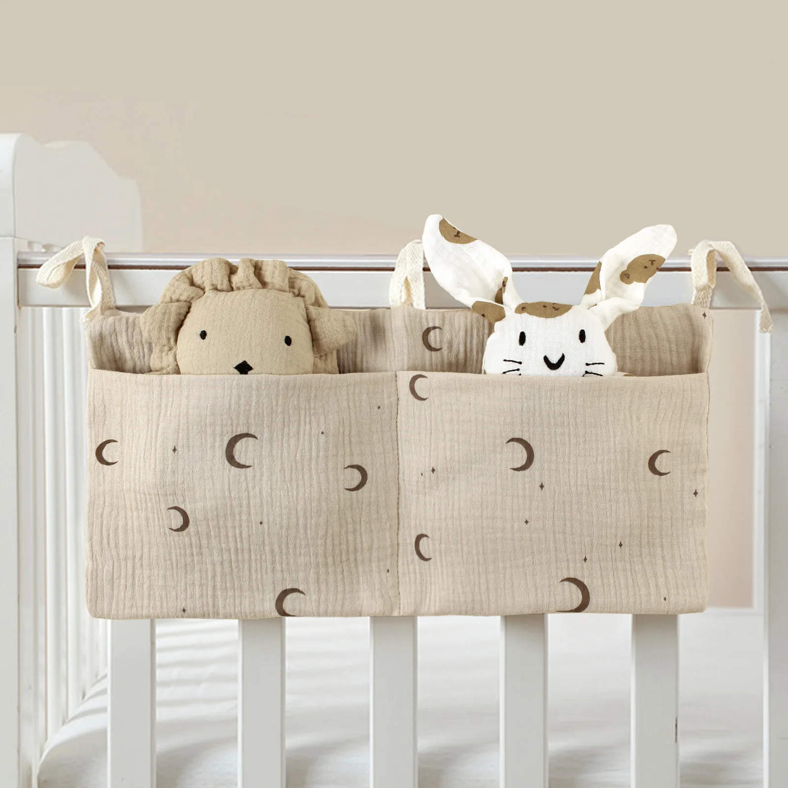 Babybett-Organizer, Kinderbett, Caddy, Bett, Aufbewahrungstasche, 2 Taschen, Nachttisch, Hängende Windel, Kinderzimmer, Spielzeug, Tasche, Windeln, Kinderwagen, Organisieren Babybett-Organizer, Kinderbett, Caddy, Bett, Aufbewahrungstasche, 2 Taschen, Nachttisch, Hängende Windel, Kinderzimmer, Spielzeug, Tasche, Windeln, Kinderwagen, Organisieren - Image 7