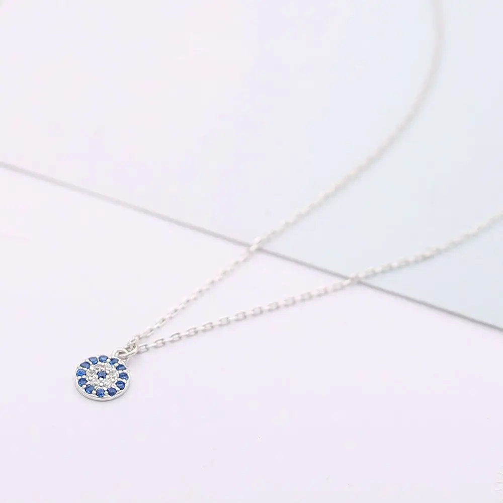 Dünnes Metallgeschenk Für Frauen Und Mädchen, Kette Mit Kristallanhänger, Roségold/Silberfarbe, Blaue Accessoires, Schmuck, Halskette, Halsband Dünnes Metallgeschenk Für Frauen Und Mädchen, Kette Mit Kristallanhänger, Roségold/Silberfarbe, Blaue Accessoires, Schmuck, Halskette, Halsband - Image 3