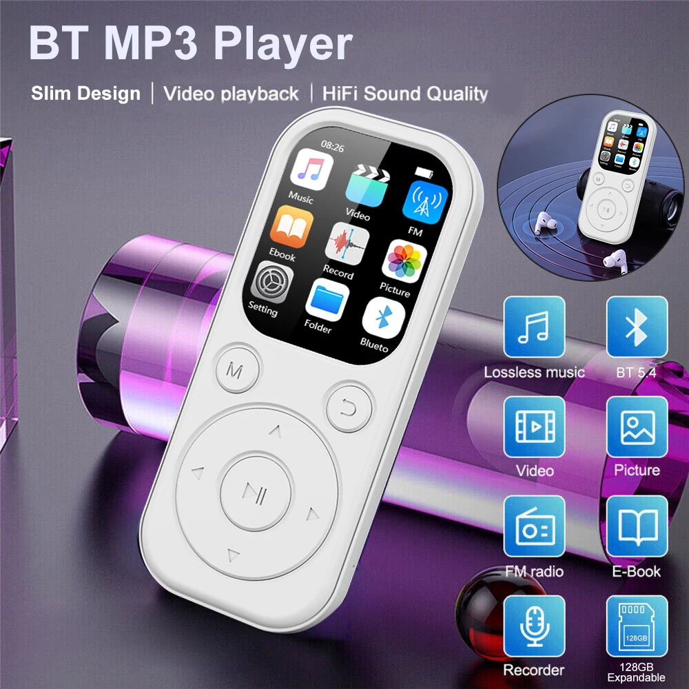 Tragbarer Mp3-Player Mit Bluetooth 5.4 – Mini-Musikplayer Für Sport Mit Display, Video, Fm-Radio, Aufnahme Und E-Book-Funktion Tragbarer Mp3-Player Mit Bluetooth 5.4 – Mini-Musikplayer Für Sport Mit Display, Video, Fm-Radio, Aufnahme Und E-Book-Funktion - Image 3