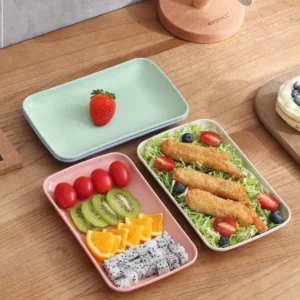 Geschirr Kunststoff Snack platte hochwertige Weizens troh wieder verwendbare Tisch Mülls chale langlebige leichte quadratische Tablett