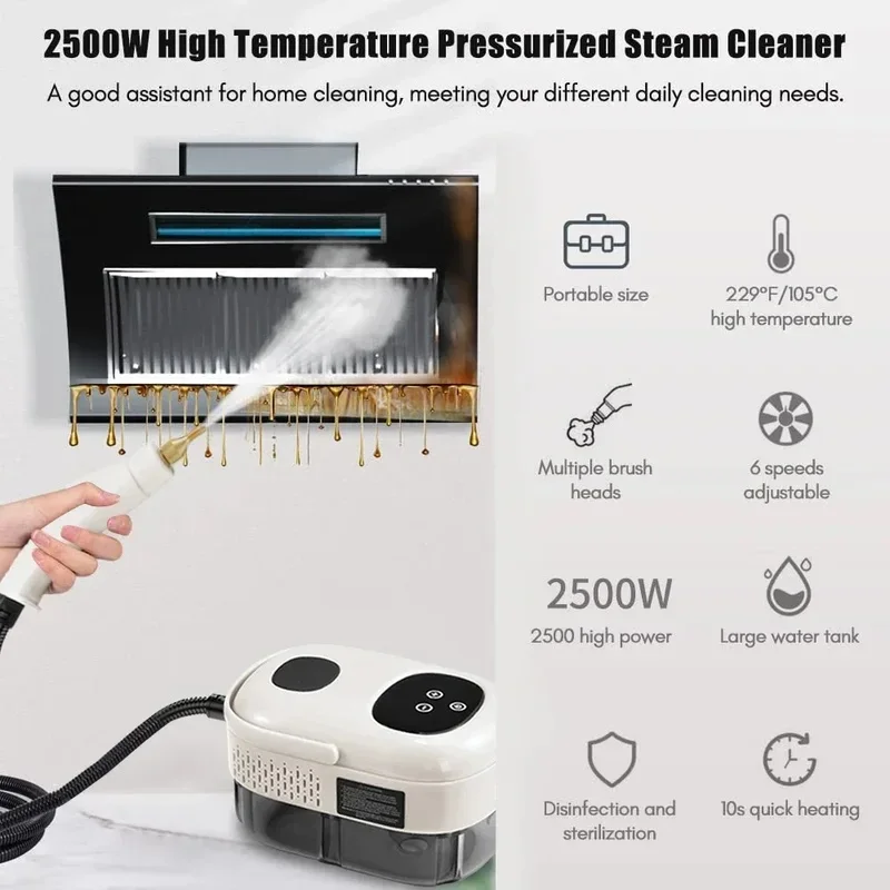 2500W Dampfreiniger Hochdruck – Hochtemperatur-Dampfreiniger Für Küche, Klimaanlage Und Auto 2500W Dampfreiniger Hochdruck – Hochtemperatur-Dampfreiniger Für Küche, Klimaanlage Und Auto - Image 2