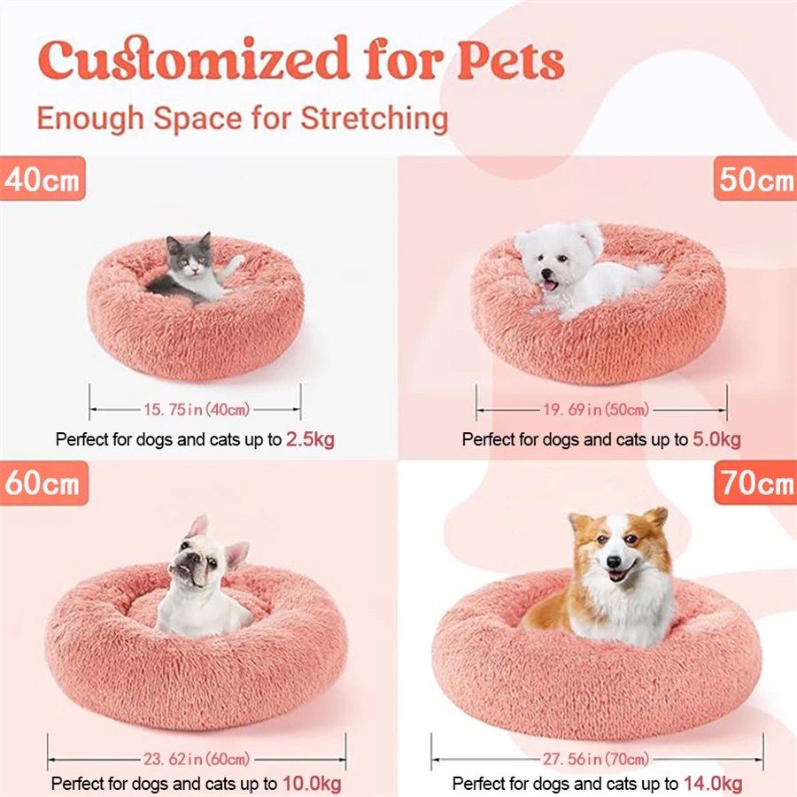 Soft Pet Cat Bed Pad Plush Warm Faux Fur Dog Calm Bed Donut Round Bed Comfortable Sleeping Washable For Small Medium Dog And Cat Soft Pet Cat Bed Pad Plush Warm Faux Fur Dog Calm Bed Donut Round Bed Comfortable Sleeping Washable For Small Medium Dog And Cat - Image 6