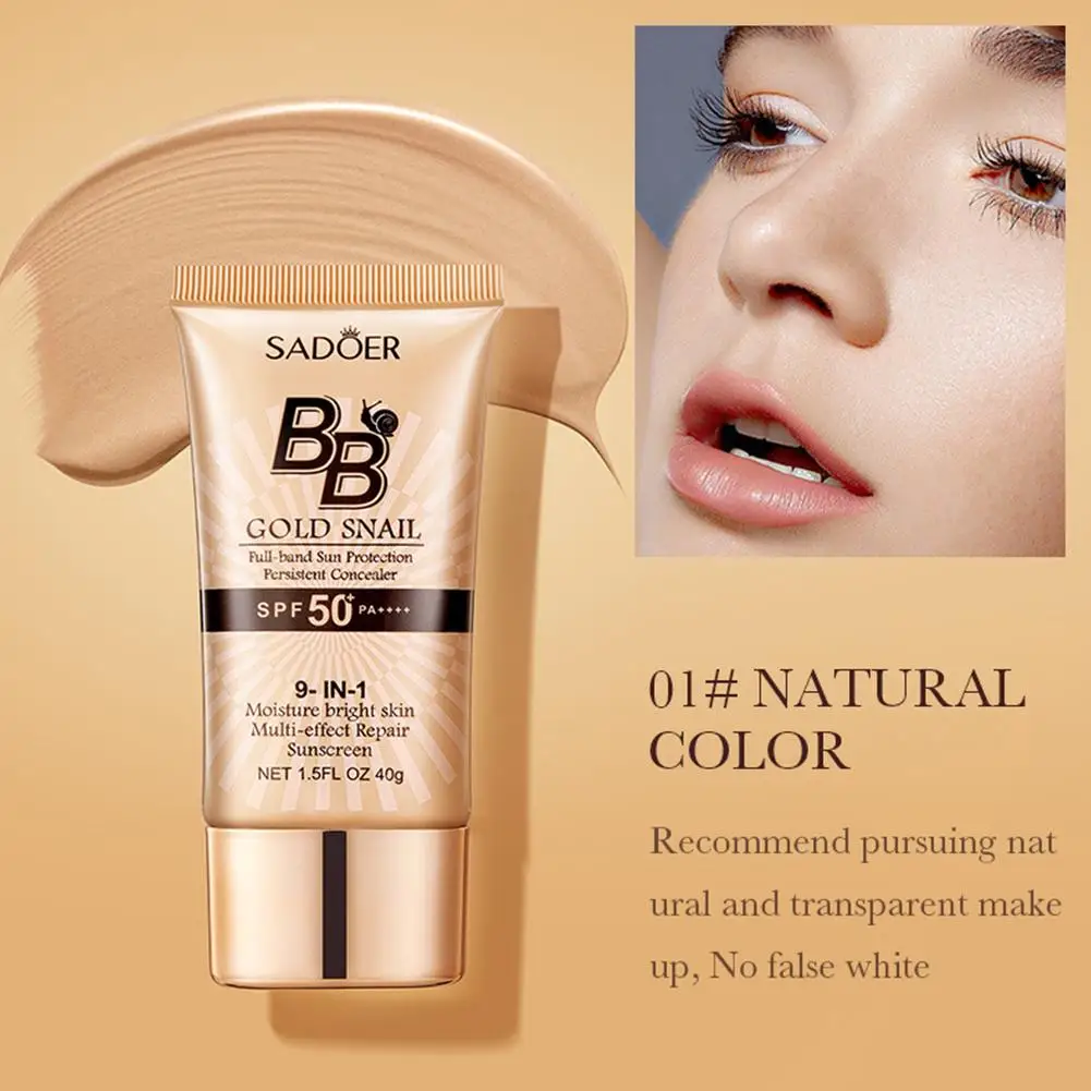 Sadoer Gold Snail Sunscreen Bb Cream Foundation Concealer Moisturizing Isolation Cream Spf50+Pa+++ 40G Facial Moisturizer Sadoer Gold Snail Sunscreen Bb Cream Foundation Concealer Moisturizing Isolation Cream Spf50+Pa+++ 40G Facial Moisturizer - Image 3