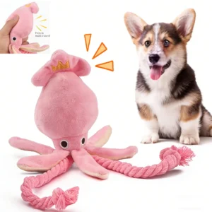 Hundespielzeug; Katzenspielzeug; schallisierender Oktopus aus Baumwollseil; langlebiges Kauspielzeug zum Reinigen der Zähne; interaktives Haustierspielzeug.