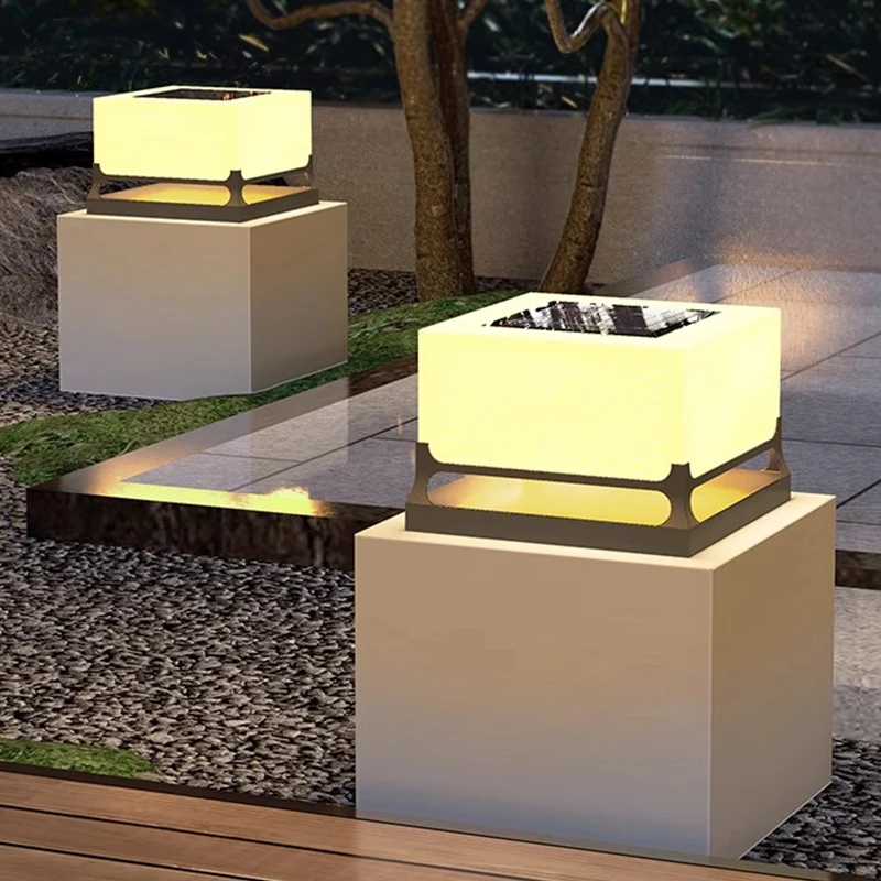 Moderne Solar-Außendekorationen, Wasserdicht, Türpfosten, Atmosphärenlicht, Hof, Terrasse, Weg, Innenhof, Quadratische Wandsäulenleuchte Moderne Solar-Außendekorationen, Wasserdicht, Türpfosten, Atmosphärenlicht, Hof, Terrasse, Weg, Innenhof, Quadratische Wandsäulenleuchte - Image 3