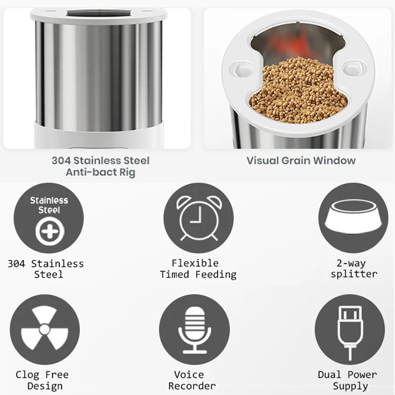 Cat Timing Feeder Smart App Cat Feeder Stainless Steel Double Meal Pet Food Remote Feeding Automatic Dispenser Suitable Cats Dog Cat Timing Feeder Smart App Cat Feeder Stainless Steel Double Meal Pet Food Remote Feeding Automatic Dispenser Suitable Cats Dog - Image 26