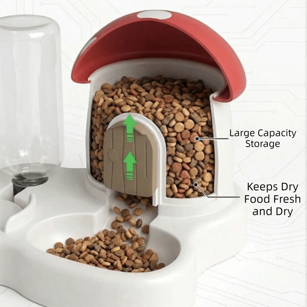 2 In 1 Mushroom Pet Automatic Feeder Large Capacity Moisture-Proof Cat Food Dispenser Dry Wet Separation Gravity Refill 2 In 1 Mushroom Pet Automatic Feeder Large Capacity Moisture-Proof Cat Food Dispenser Dry Wet Separation Gravity Refill - Image 12