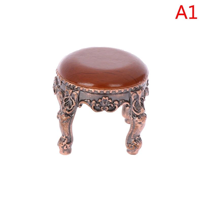 1:12 Dollhouse Miniature Furniture Wooden Round Kitchen Side Table And Stool 1:12 Dollhouse Miniature Furniture Wooden Round Kitchen Side Table And Stool - Image 8