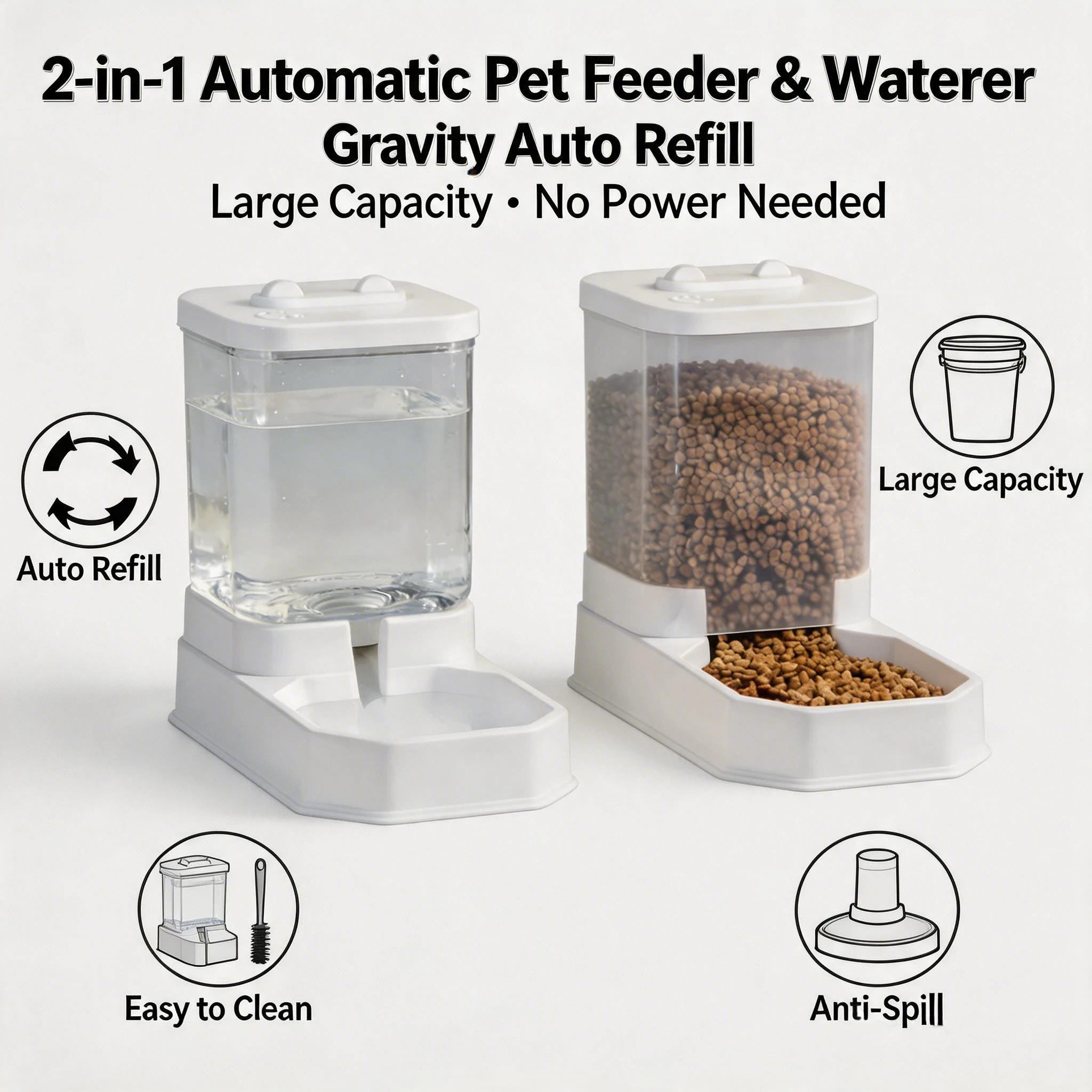 4L Large Capacity Automatic Cat Feeder &Amp; Waterer Set | Gravity Pet Food Dispenser For Cats &Amp; Dogs | Bpa-Free &Amp; Non-Electric Safe 4L Large Capacity Automatic Cat Feeder &Amp; Waterer Set | Gravity Pet Food Dispenser For Cats &Amp; Dogs | Bpa-Free &Amp; Non-Electric Safe - Image 2