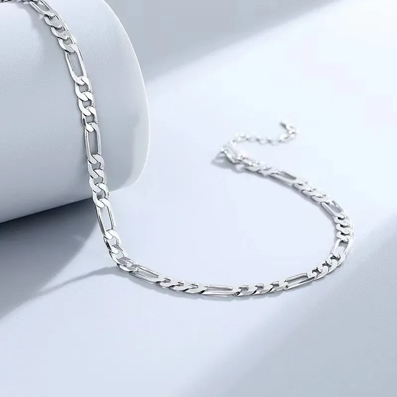 Heiße Luxus 925 Sterling Silber Armbänder Fußkettchen Y2K 4 Mm Kette Für Frauen Männer Hochzeit Hübscher Schmuck Zubehör Mode Geschenke Heiße Luxus 925 Sterling Silber Armbänder Fußkettchen Y2K 4 Mm Kette Für Frauen Männer Hochzeit Hübscher Schmuck Zubehör Mode Geschenke - Image 4