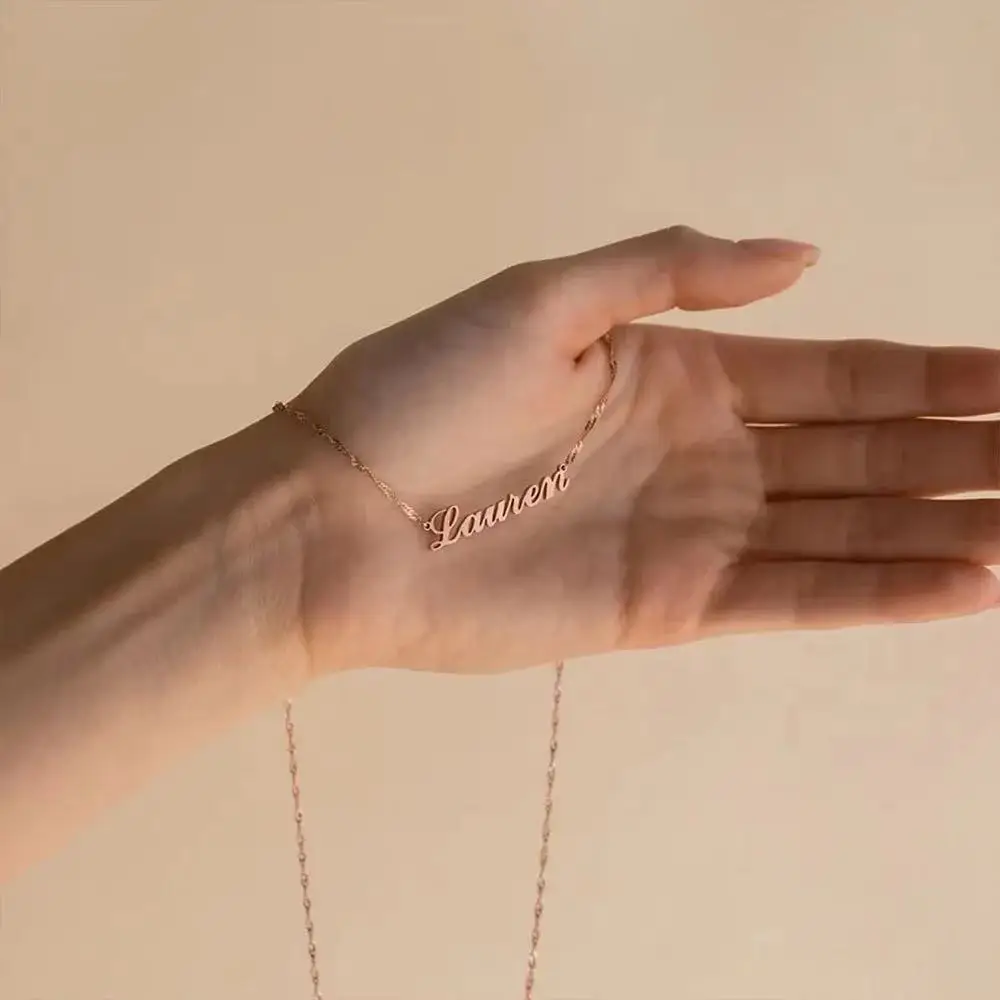 Benutzerdefinierte Name Wasser Welligkeit Halskette Personalisierte Edelstahl Paar Schlüsselbein Kette Geburtstag Frauen Schmuck Geschenk Großhandel Benutzerdefinierte Name Wasser Welligkeit Halskette Personalisierte Edelstahl Paar Schlüsselbein Kette Geburtstag Frauen Schmuck Geschenk Großhandel - Image 5