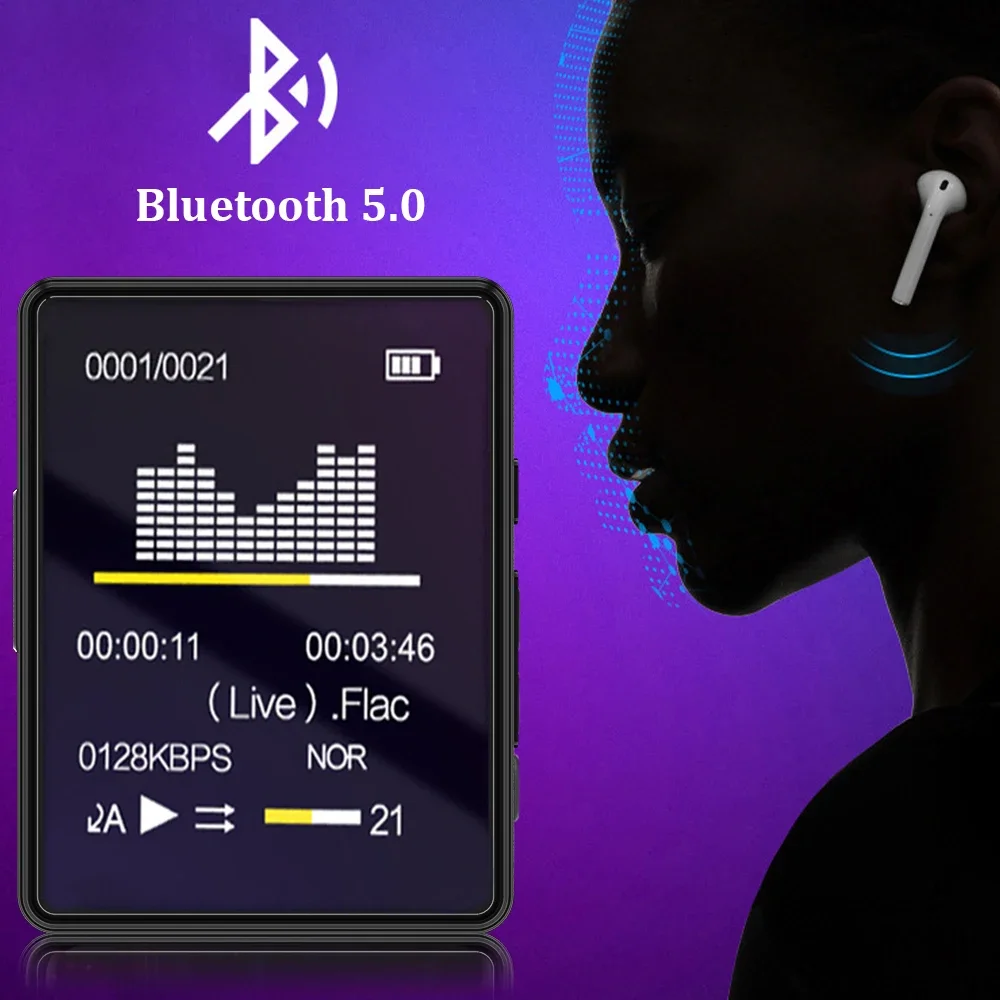 Tragbarer Mp3-Player Mit Bluetooth 5.0 – Mini-Musikplayer Mit Bildschirm, Avi-Videowiedergabe, Fm-Radio, Aufnahmefunktion Und Sport-Design Tragbarer Mp3-Player Mit Bluetooth 5.0 – Mini-Musikplayer Mit Bildschirm, Avi-Videowiedergabe, Fm-Radio, Aufnahmefunktion Und Sport-Design - Image 4