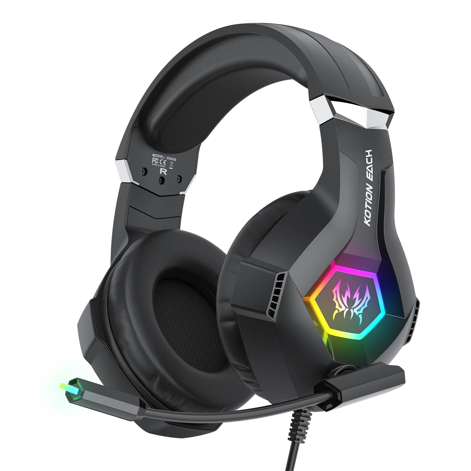 Gaming-Headset Mit Mikrofon Und Rgb-Beleuchtung – Inline-Steuerung, 3,5-Mm-Anschluss Für Pc, Ps4, Ps5, Laptop &Amp; Computer Gaming-Headset Mit Mikrofon Und Rgb-Beleuchtung – Inline-Steuerung, 3,5-Mm-Anschluss Für Pc, Ps4, Ps5, Laptop &Amp; Computer - Image 8