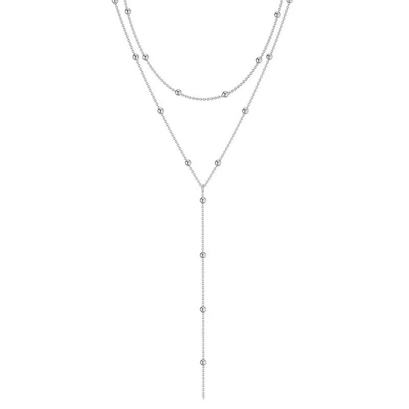 Vergoldete Lariat-Halskette Für Frauen, Doppelte Laryer, Lange Kette, Tropfen-Anhänger, Choker-Halsketten, Modische Geschenke Vergoldete Lariat-Halskette Für Frauen, Doppelte Laryer, Lange Kette, Tropfen-Anhänger, Choker-Halsketten, Modische Geschenke - Image 7