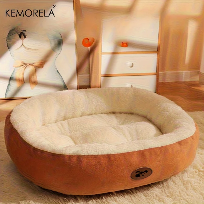 Cozy Oval Snuggle Pet Bed, Plush &Amp; Thickened Cat Bed Warm And Secure Bed For Cats And Small Medium Dogs, All Seasons Cozy Oval Snuggle Pet Bed, Plush &Amp; Thickened Cat Bed Warm And Secure Bed For Cats And Small Medium Dogs, All Seasons - Image 2