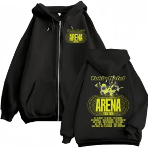 Tokio Hotel Arena Tour 2026 Kapuzenpullover mit Reißverschluss für Herren und Damen, modische Rock-Pullover mit Reißverschluss, hochwertige Fleece-Langarm-Sweatshirts