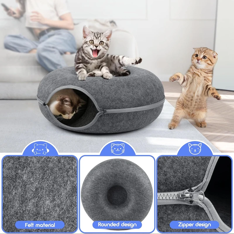 Donut Haustier Katze Tunnel Interaktives Bett Spielzeug Haus Katze Bett Dual-Use-Filz Indoor Katze Haus Kätzchen Sport Ausrüstung Katze Liefert Donut Haustier Katze Tunnel Interaktives Bett Spielzeug Haus Katze Bett Dual-Use-Filz Indoor Katze Haus Kätzchen Sport Ausrüstung Katze Liefert - Image 3