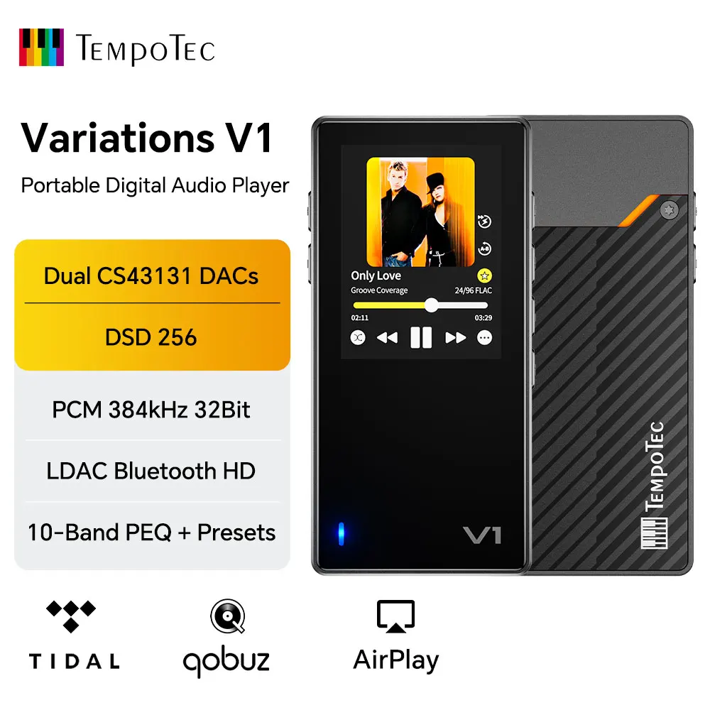 V1 Ezhifi &Amp; Tempotec Hifi-Musikplayer – Digitaler Audioplayer Mit Usb-Dac, Kopfhörerverstärker, 4,4-Mm- &Amp; 3,5-Mm-Anschlüssen Und Peq Hifi Audioplayer