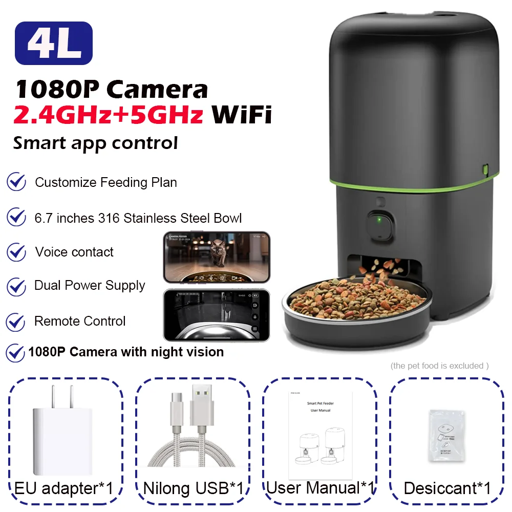 Automatische Katze Feeder Kamera Pet Smart Katze Lebensmittel Kibble Dispenser 2,4G/5Gwifi Tuya App Control Auto Feeder Für Katze Hund Zubehör Automatische Katze Feeder Kamera Pet Smart Katze Lebensmittel Kibble Dispenser 2,4G/5Gwifi Tuya App Control Auto Feeder Für Katze Hund Zubehör - Image 8