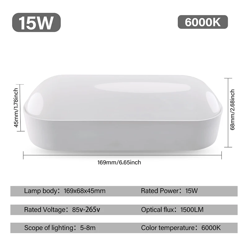Wandleuchte 15W Ac85-265V 3000K 4000K 6000K Led-Lampen Innen- Und Außenwandleuchte Für Wohnzimmer, Veranda, Schlafzimmer Wandleuchte 15W Ac85-265V 3000K 4000K 6000K Led-Lampen Innen- Und Außenwandleuchte Für Wohnzimmer, Veranda, Schlafzimmer - Image 2