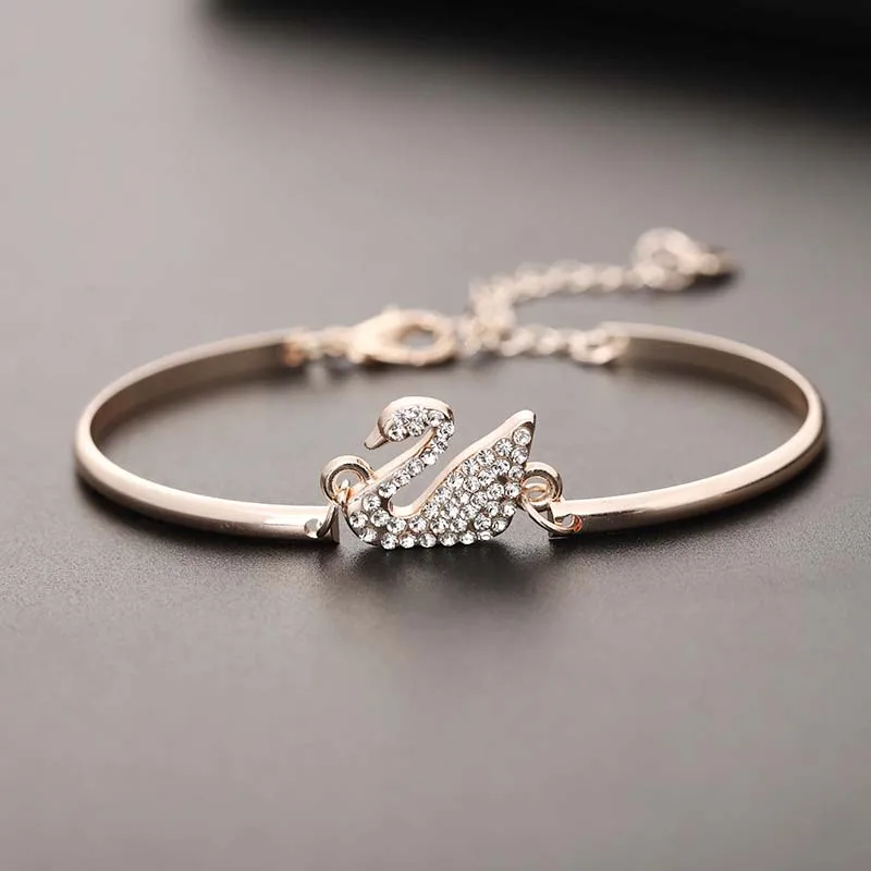 Luxus Zirkon Charm Armband Schmuck Zubehör Für Frauen Party Geschenke Mode Gold Rose Gold Schwan Armreif Luxus Zirkon Charm Armband Schmuck Zubehör Für Frauen Party Geschenke Mode Gold Rose Gold Schwan Armreif - Image 7