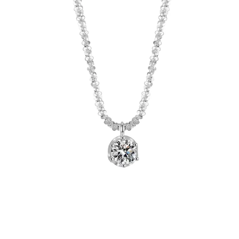Halskette Aus 925Er-Sterlingsilber, Zirkon-Anhänger, Funkelnde Halskette, Schlüsselbeinkette, Damen-Party-Schmuck, Geschenk Halskette Aus 925Er-Sterlingsilber, Zirkon-Anhänger, Funkelnde Halskette, Schlüsselbeinkette, Damen-Party-Schmuck, Geschenk - Image 5