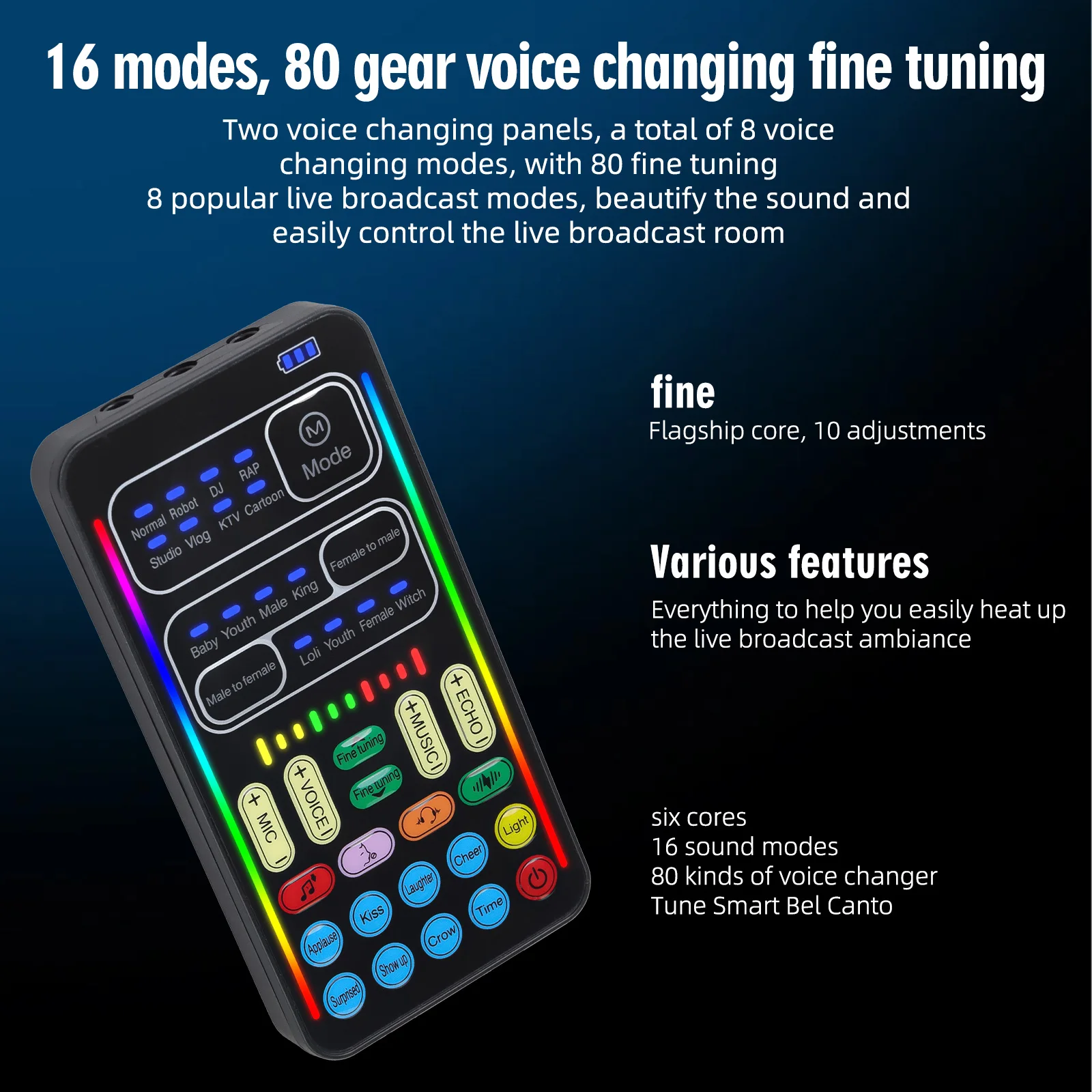 I9 Sprachverzerrer Mit Kopfhörer Und Mikrofon – Mini-Soundkarte Mit Bluetooth Für Live-Streaming, Gaming &Amp; Sprach-Effekte I9 Sprachverzerrer Mit Kopfhörer Und Mikrofon – Mini-Soundkarte Mit Bluetooth Für Live-Streaming, Gaming &Amp; Sprach-Effekte - Image 3