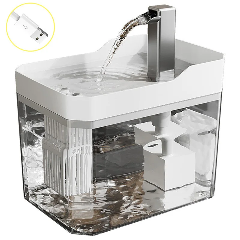 Cat Water Fountain With Auto Filter Transparent Anti-Dry Burning Recirculating Dispenser Includes Pump For Cats Cat Water Fountain With Auto Filter Transparent Anti-Dry Burning Recirculating Dispenser Includes Pump For Cats - Image 9