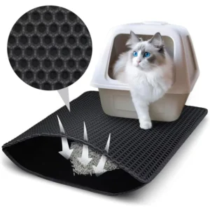 1 Cat Litter Mat, Honeycomb Double-Layer Design, Eva Mat for Cat Litter Box, Effectively Locks in Urine and Prevents Splashing, Easy to Clean Non-Slip Mat, Reduces Waste by Cats and Kittens