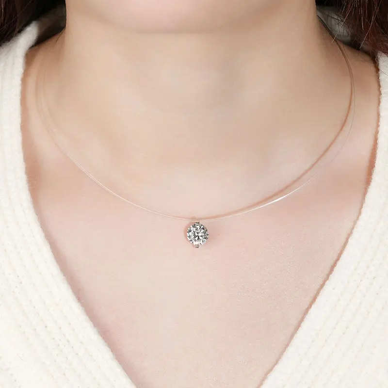 5 Mm 6,5 Mm 8 Mm Moissanit-Anhänger 925Er Silber Solitär-Halskette Für Frauen Unsichtbare Fischlinie Kette Schmuck Valentinstagsgeschenk 2025 5 Mm 6,5 Mm 8 Mm Moissanit-Anhänger 925Er Silber Solitär-Halskette Für Frauen Unsichtbare Fischlinie Kette Schmuck Valentinstagsgeschenk 2025 - Image 5