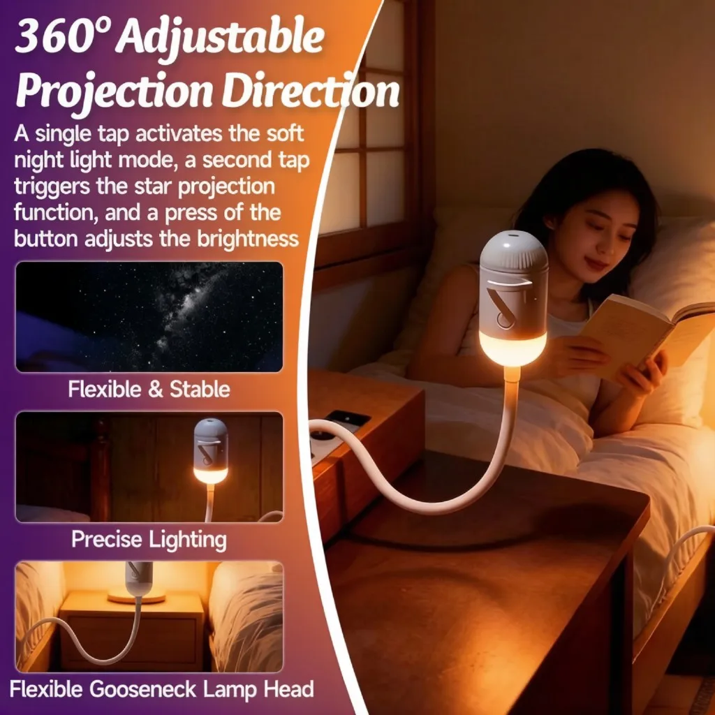 2-In-1 Mini-Galaxie-Sternprojektor – Led-Sternenhimmel-Nachtlicht Und Ambientelampe Für Schlafzimmer &Amp; Entspannte Raumdekoration 2-In-1 Mini-Galaxie-Sternprojektor – Led-Sternenhimmel-Nachtlicht Und Ambientelampe Für Schlafzimmer &Amp; Entspannte Raumdekoration - Image 5