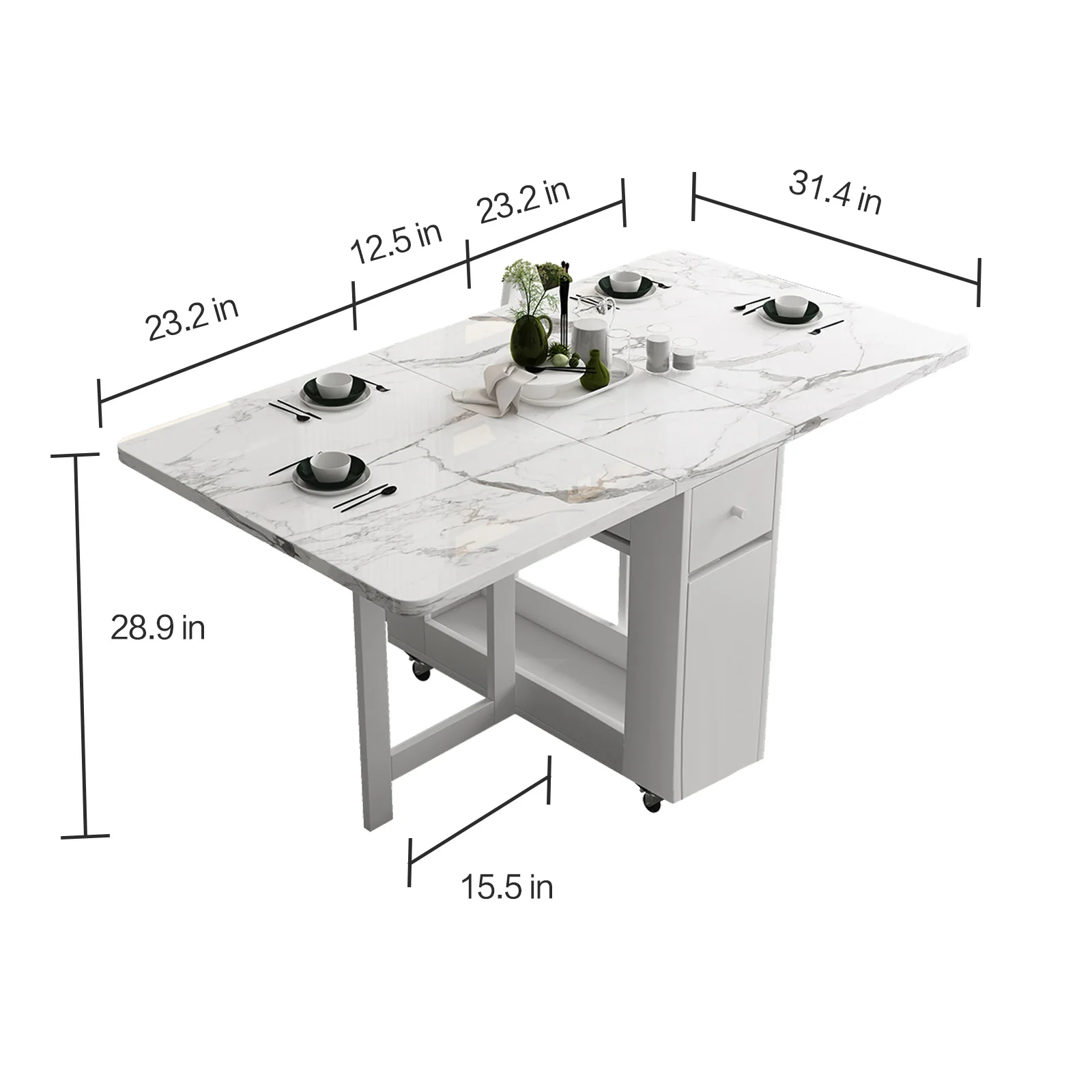 Fashion White Color Folding Dining Table Furniture Yemek Masasi Multifunctional Rectangle Foldable Dining Table Folding Chairs Fashion White Color Folding Dining Table Furniture Yemek Masasi Multifunctional Rectangle Foldable Dining Table Folding Chairs - Image 4