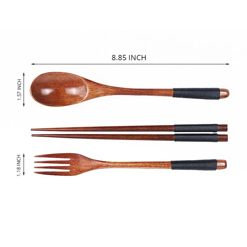 1Pc Wooden Chopsticks Fork Spoon Three-Piece Set Twine Japanese-Style Tableware Kitchen Home Chopsticks Fork Spoon Cutlery Set 1Pc Wooden Chopsticks Fork Spoon Three-Piece Set Twine Japanese-Style Tableware Kitchen Home Chopsticks Fork Spoon Cutlery Set - Image 7