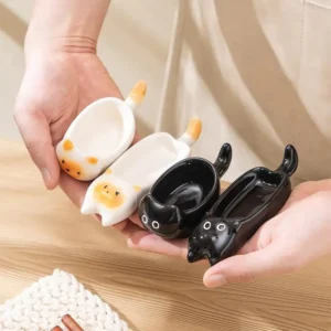 Ceramic Cat-Shaped Mini Dipping Plate Side Dish Small Bowl Home Diningware Kitchen Table Decorative Cat Bowl