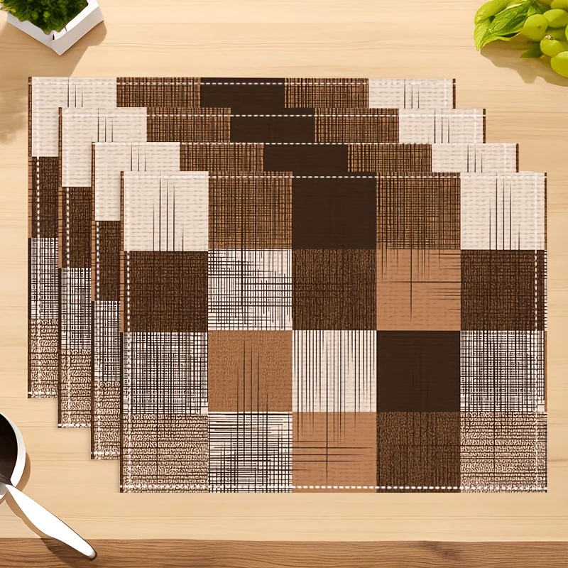 Vikama4/6/8/10Pc Vintage Plaid Tischsets Brauner Reis Wasserdicht Restaurant Café Picknick Leinen Amerikanischer Landhausstil Vikama4/6/8/10Pc Vintage Plaid Tischsets Brauner Reis Wasserdicht Restaurant Café Picknick Leinen Amerikanischer Landhausstil