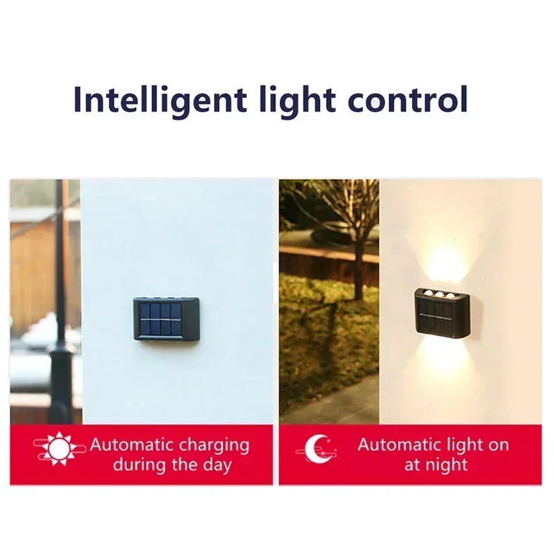 Solar-Led-Leuchte, Wasserdichte Außenwandleuchte, Dämmerungssensor-Zaunbeleuchtung Für Garten, Hof, Veranda, Gehweg, Camping, Heim-Dekoration Solar-Led-Leuchte, Wasserdichte Außenwandleuchte, Dämmerungssensor-Zaunbeleuchtung Für Garten, Hof, Veranda, Gehweg, Camping, Heim-Dekoration - Image 3