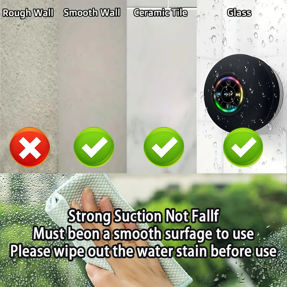 Tragbarer Mini-Bluetooth-Lautsprecher Mit Led-Licht, Mikrofon &Amp; Saugnapf – Ipx4-Wasserfest Für Badezimmer, Reisen &Amp; Outdoor Tragbarer Mini-Bluetooth-Lautsprecher Mit Led-Licht, Mikrofon &Amp; Saugnapf – Ipx4-Wasserfest Für Badezimmer, Reisen &Amp; Outdoor - Image 4
