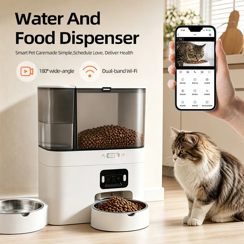 Intelligent Automatic Cat Feeder With Built-In Water Dispenser Integrated Pet Feeding Station Button-Wifi-Video Timed And Quanti Intelligent Automatic Cat Feeder With Built-In Water Dispenser Integrated Pet Feeding Station Button-Wifi-Video Timed And Quanti - Image 2
