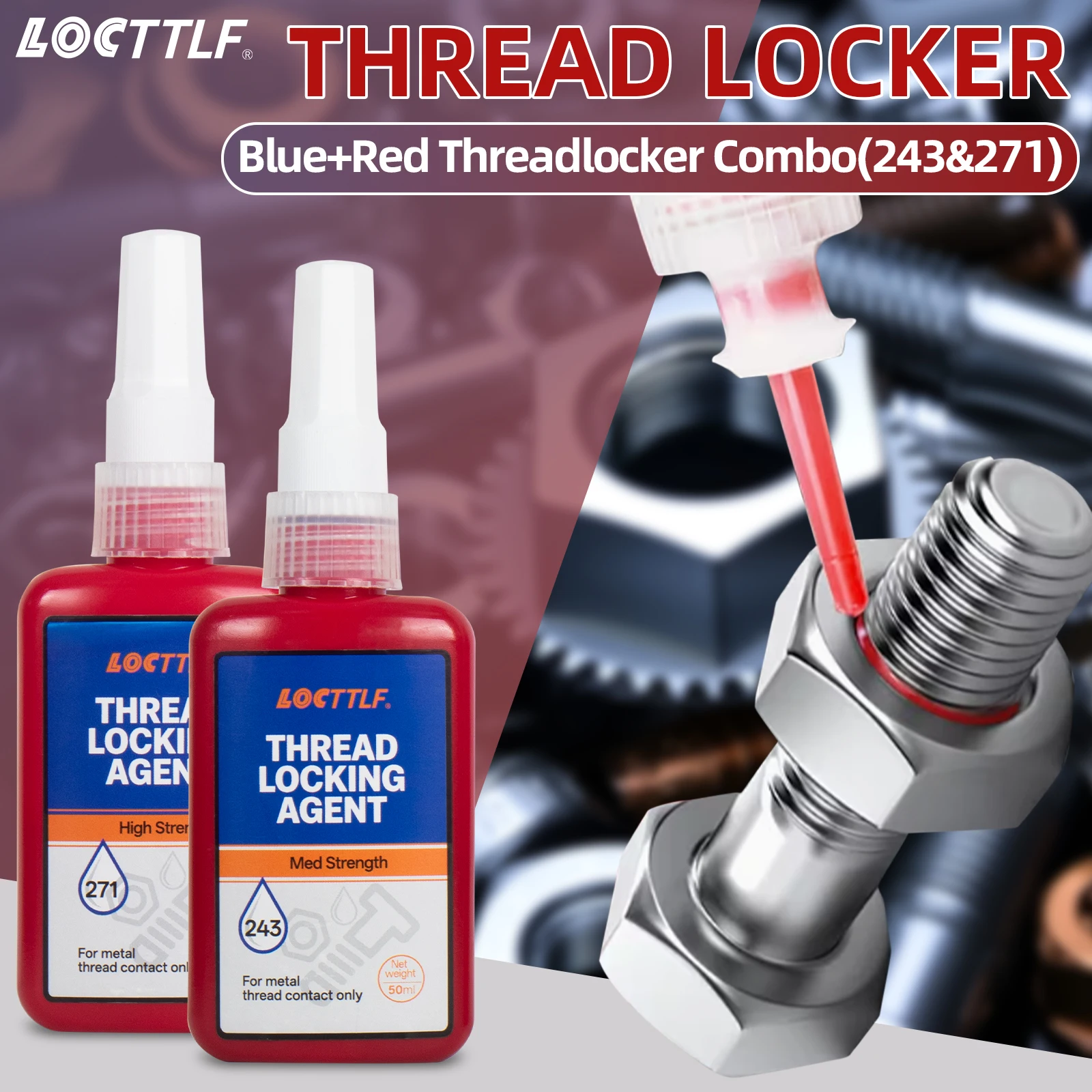 50Ml Threadlocker 271 Rot Hochfester Schraubensicherungslack 243 Muttern-Bolzen-Sicherung Schraubverschluss Dichtungsmittel Anaerober Klebstoff 50Ml Threadlocker 271 Rot Hochfester Schraubensicherungslack 243 Muttern-Bolzen-Sicherung Schraubverschluss Dichtungsmittel Anaerober Klebstoff