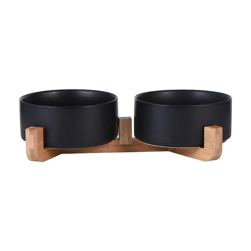Cat Bowl Double Pet Dish With Wooden Stand Tall Elevated For Cervical Protection Cat Bowl Double Pet Dish With Wooden Stand Tall Elevated For Cervical Protection - Image 8