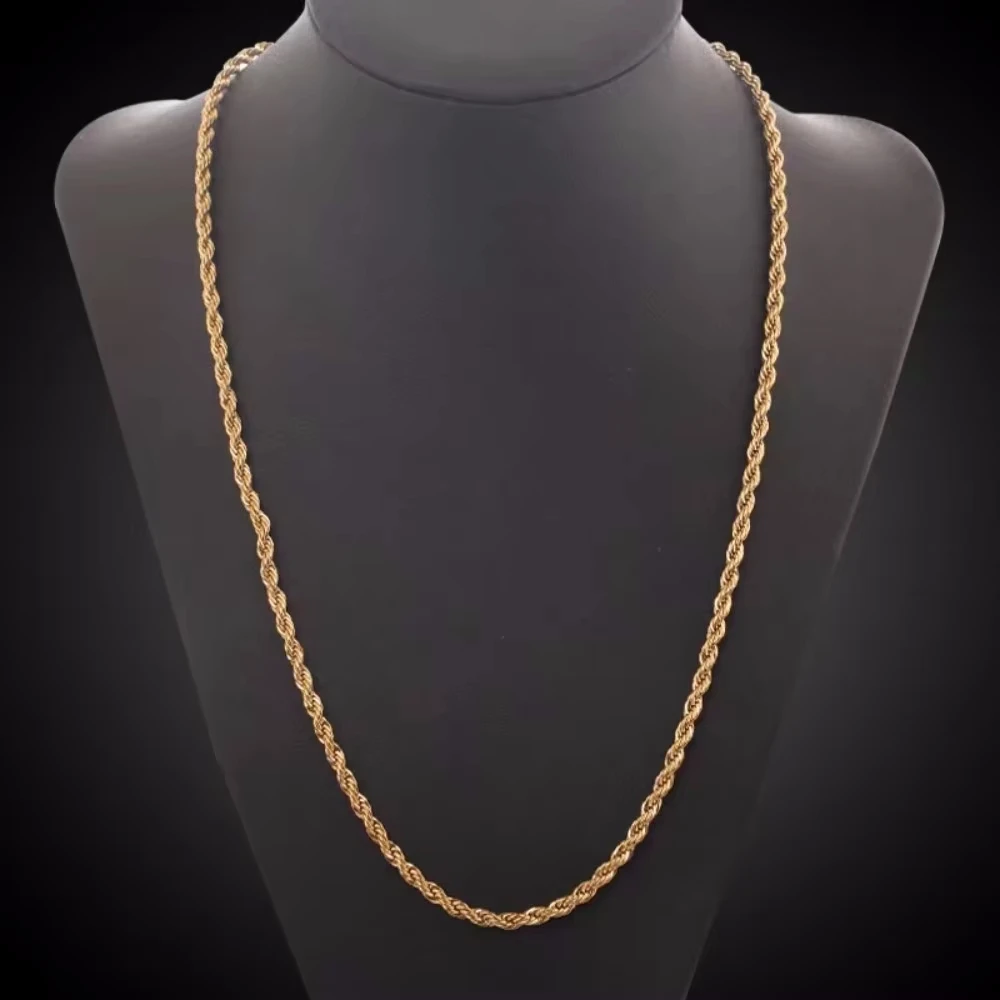 925 Silber Großhandel Edle 45-60 Cm 18 Karat Gold 4 Mm Seil Kette Halskette Für Frauen Mann Mode Hochzeit Charme Geschenk Schmuck 18-24 Zoll 925 Silber Großhandel Edle 45-60 Cm 18 Karat Gold 4 Mm Seil Kette Halskette Für Frauen Mann Mode Hochzeit Charme Geschenk Schmuck 18-24 Zoll - Image 4