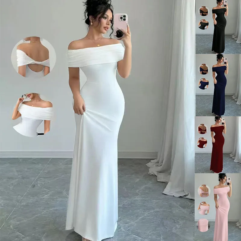 Schulterfreies Partykleid, Ärmelloses, Sexy, Figurbetontes Midikleid Für Damen, Elegantes Bandage-Cocktailkleid Für Den Ausgehen Schulterfreies Partykleid, Ärmelloses, Sexy, Figurbetontes Midikleid Für Damen, Elegantes Bandage-Cocktailkleid Für Den Ausgehen