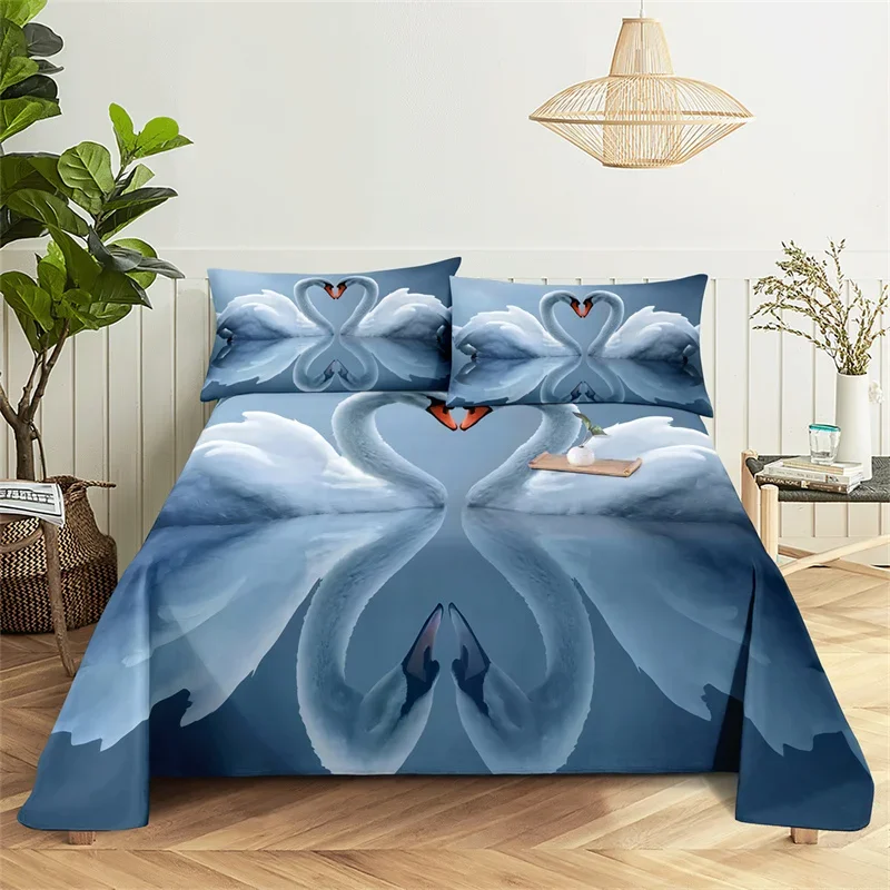Bedding Flat Sheet Bed Sheet Set Flower Queen Sheet Set White Swan Girl, Lady'S Room Bedding Set Bed Sheets And Pillowcases Bedding Flat Sheet Bed Sheet Set Flower Queen Sheet Set White Swan Girl, Lady'S Room Bedding Set Bed Sheets And Pillowcases - Image 10